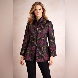 Chico’s Silk‎ Organza Beaded Floral Jacket Vintage Y2K